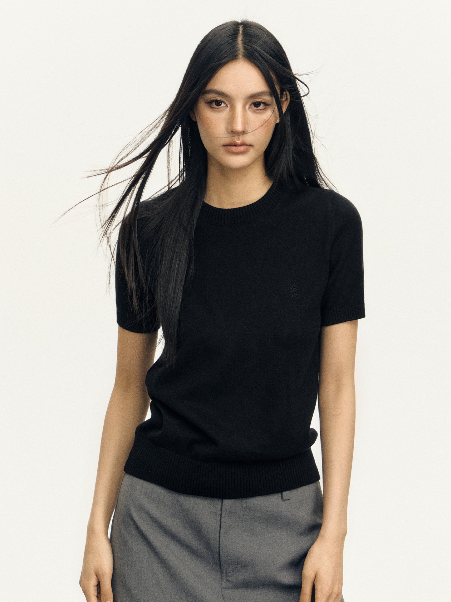 Women’s Retro Knit Crewneck T-Shirt – Solid Color Loose Summer Style