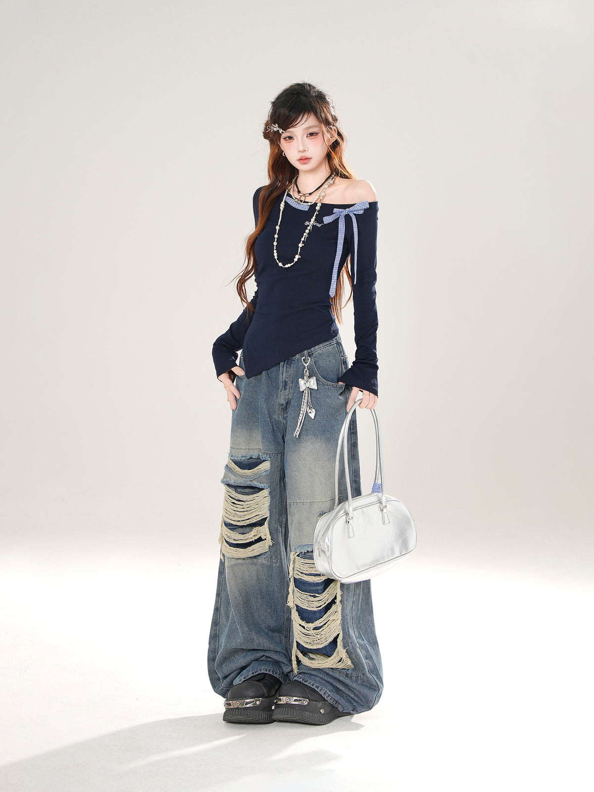 Fall Sexy Off-Shoulder Long Sleeve Shirt – Slim Fit Retro Street Style