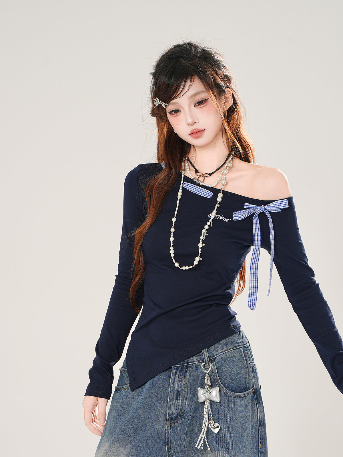 Fall Sexy Off-Shoulder Long Sleeve Shirt – Slim Fit Retro Street Style