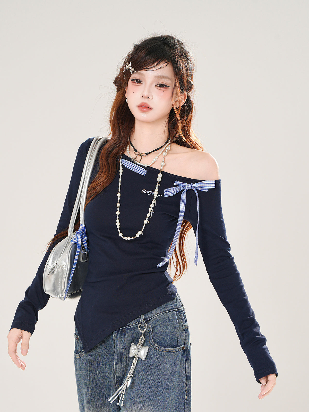 Fall Sexy Off-Shoulder Long Sleeve Shirt – Slim Fit Retro Street Style