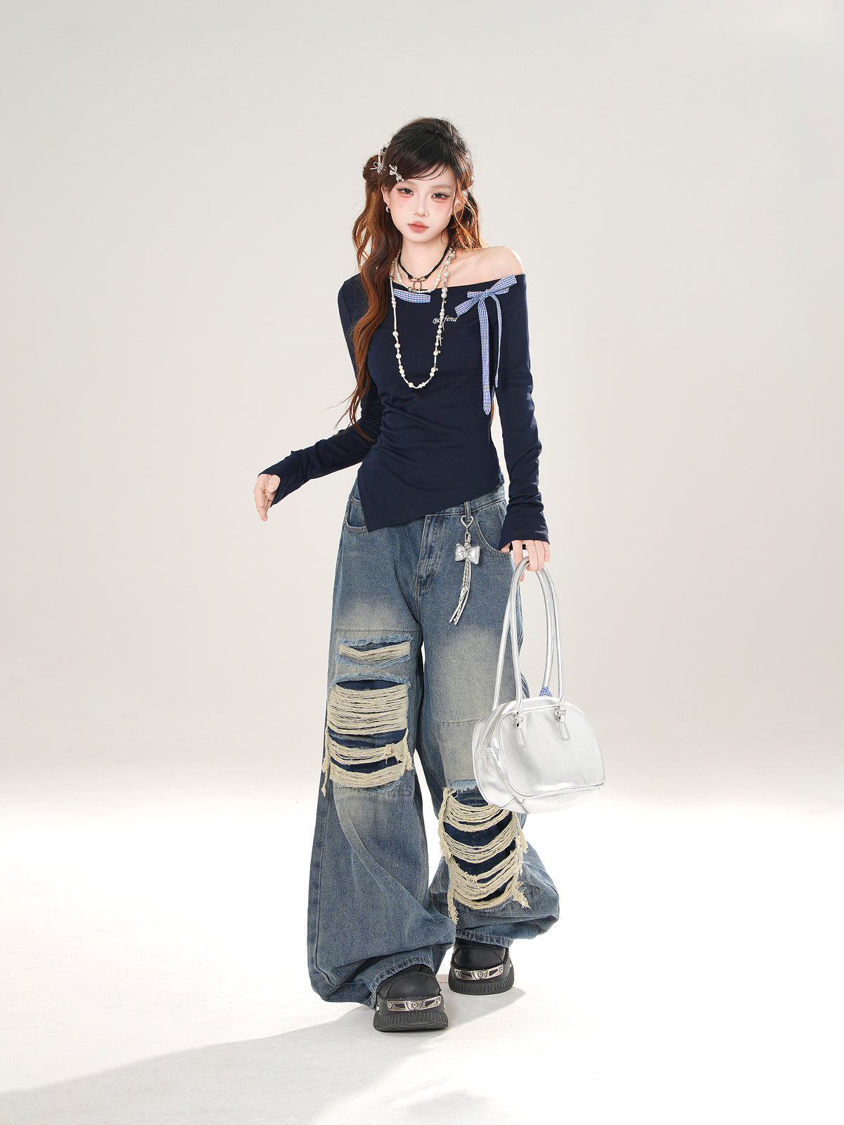 Fall Sexy Off-Shoulder Long Sleeve Shirt – Slim Fit Retro Street Style