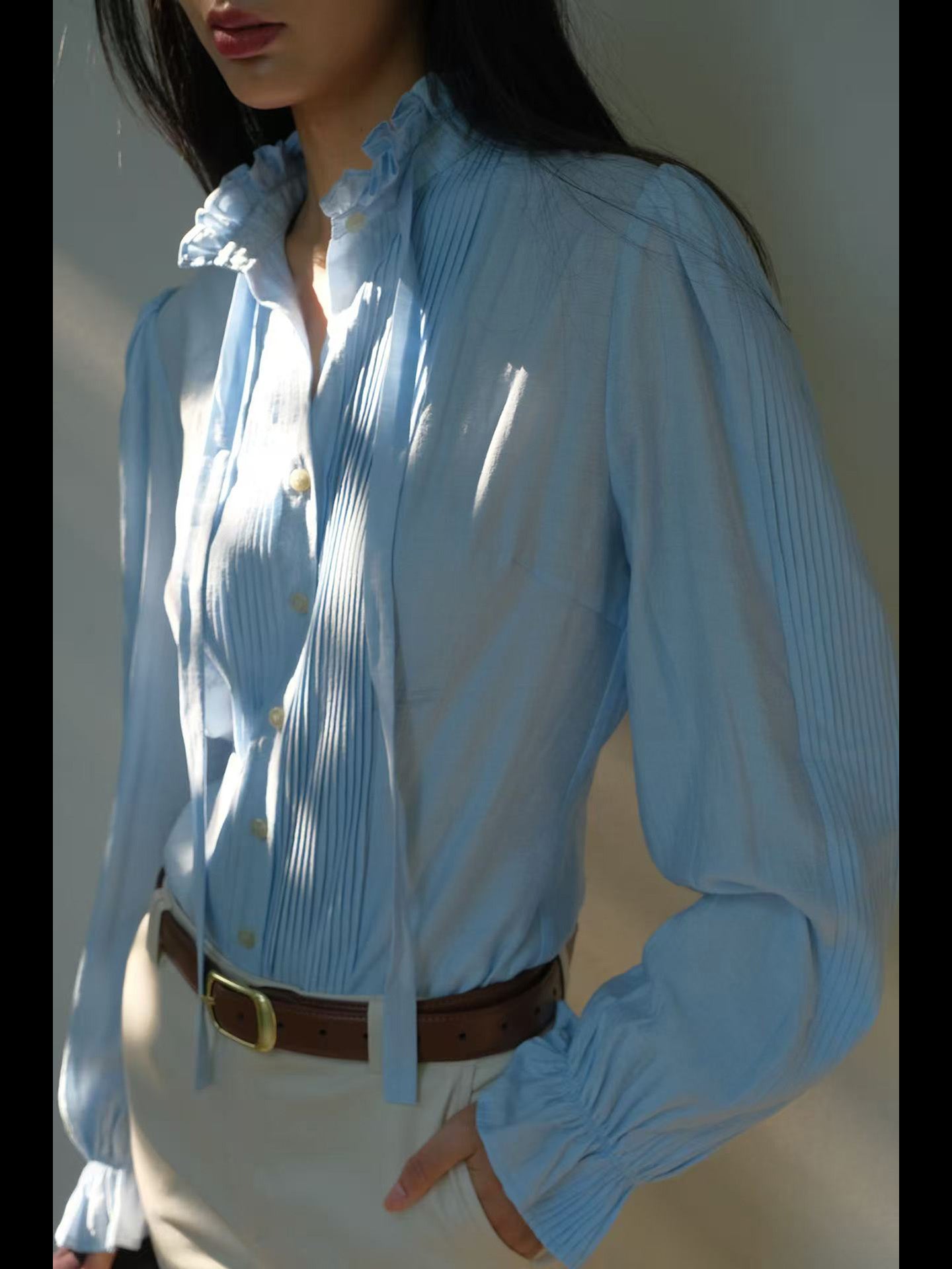 Classic Old Money Look – Vintage Ribbon Shirt with Matching Vest and Pants