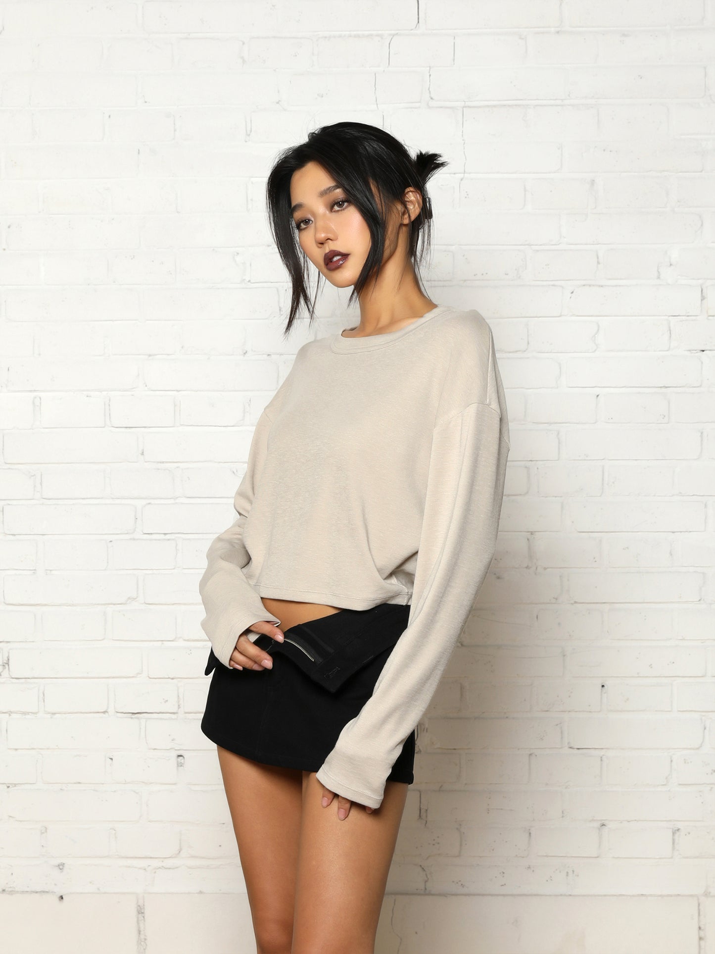 High-Quality Tencel Cotton Long Sleeve Tee – Soft Touch Crop Top for Women