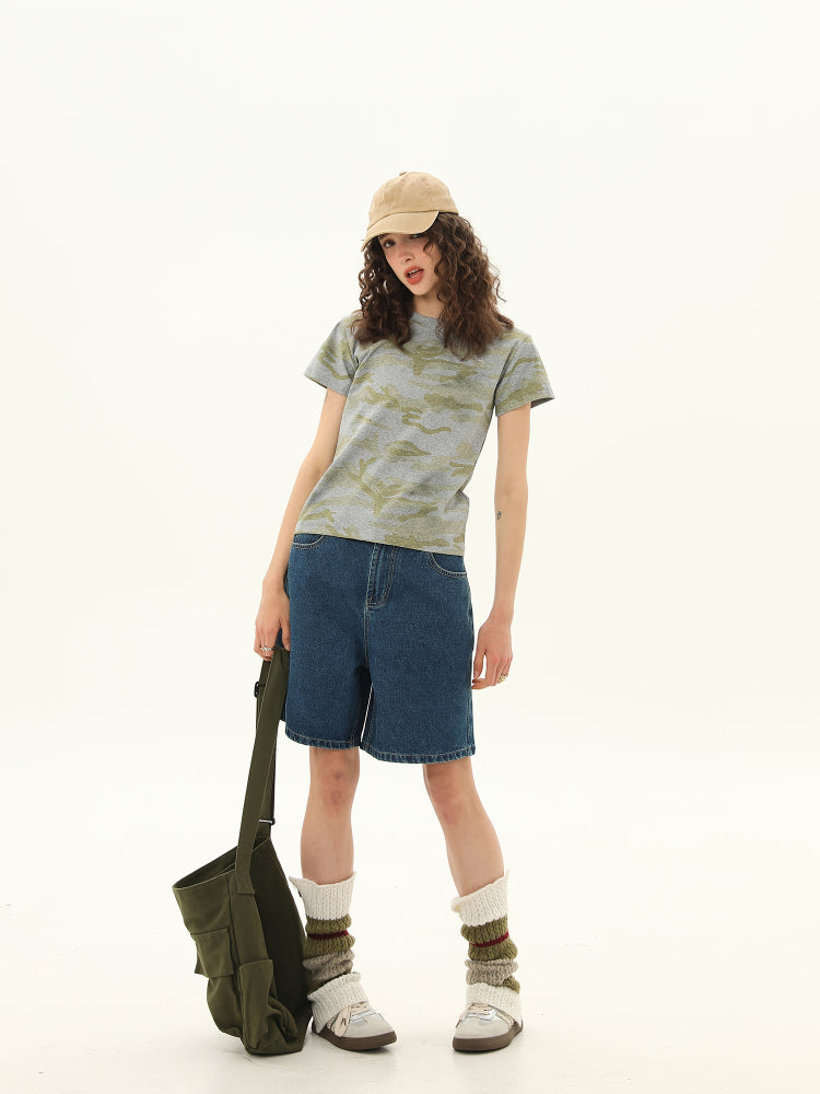 Vintage Tie-Dye Print Short Sleeve – American Hot Girl Crop T-Shirt