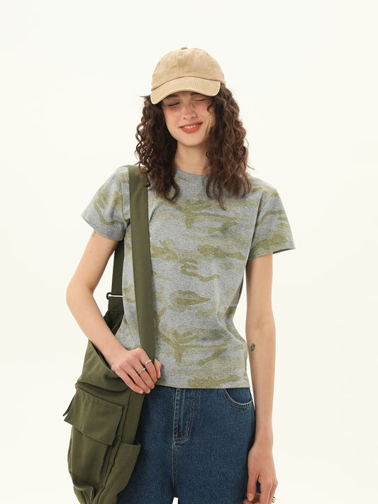 Vintage Tie-Dye Print Short Sleeve – American Hot Girl Crop T-Shirt