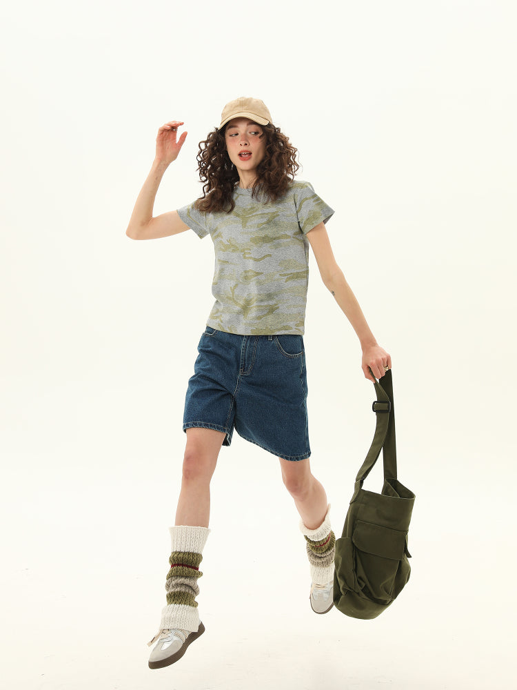 Vintage Tie-Dye Print Short Sleeve – American Hot Girl Crop T-Shirt